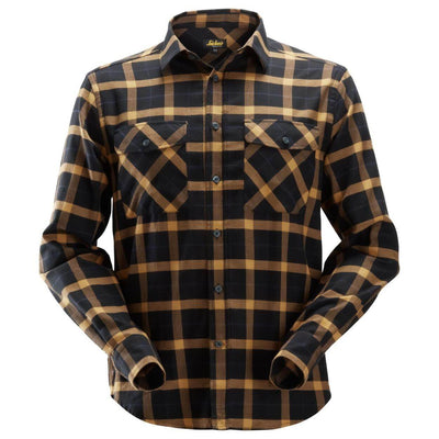 Snickers 8516 AllroundWork Flannel Checked Long Sleeve Shirt Black Brown Main #colour_black-brown
