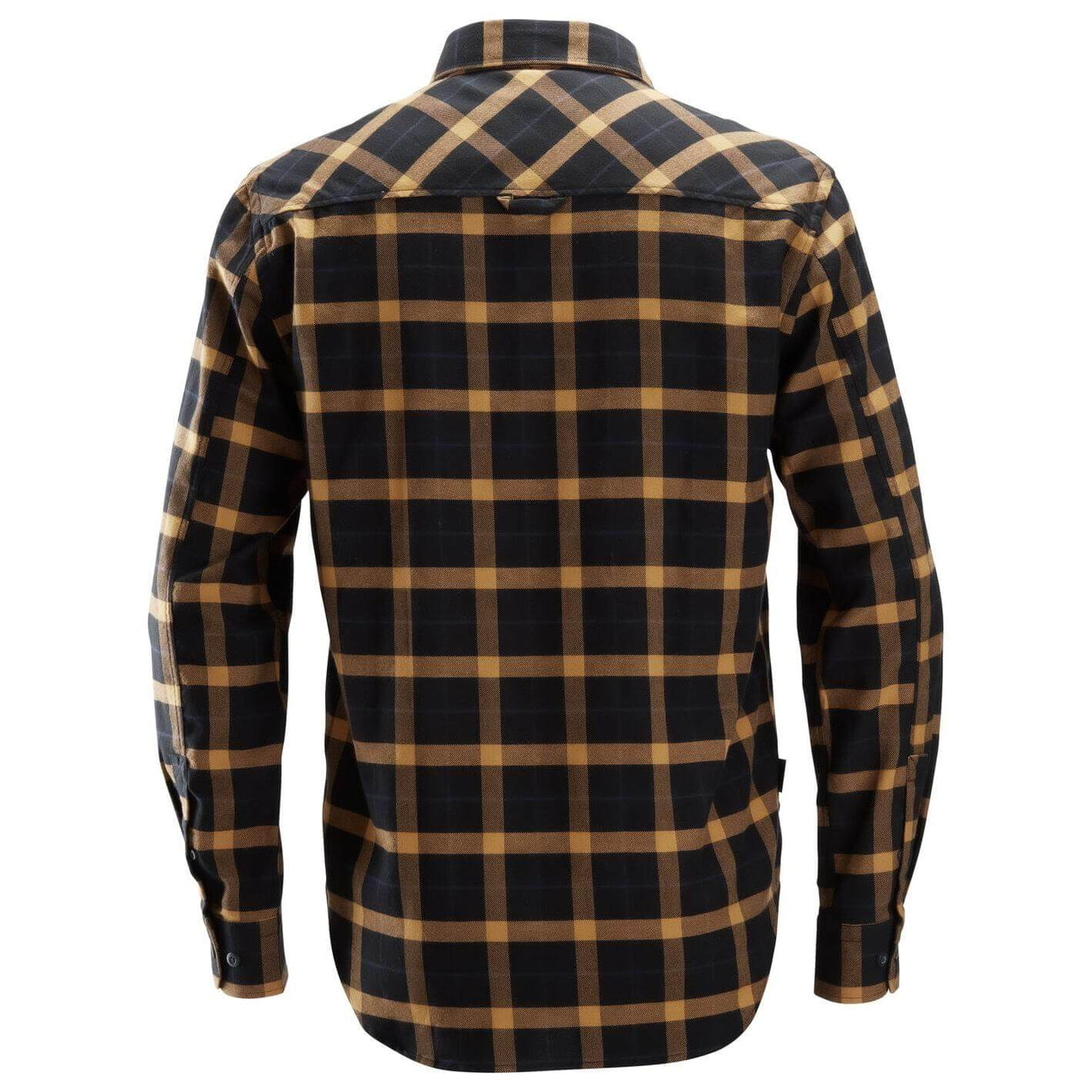 Snickers 8516 AllroundWork Flannel Checked Long Sleeve Shirt Black Brown back #colour_black-brown