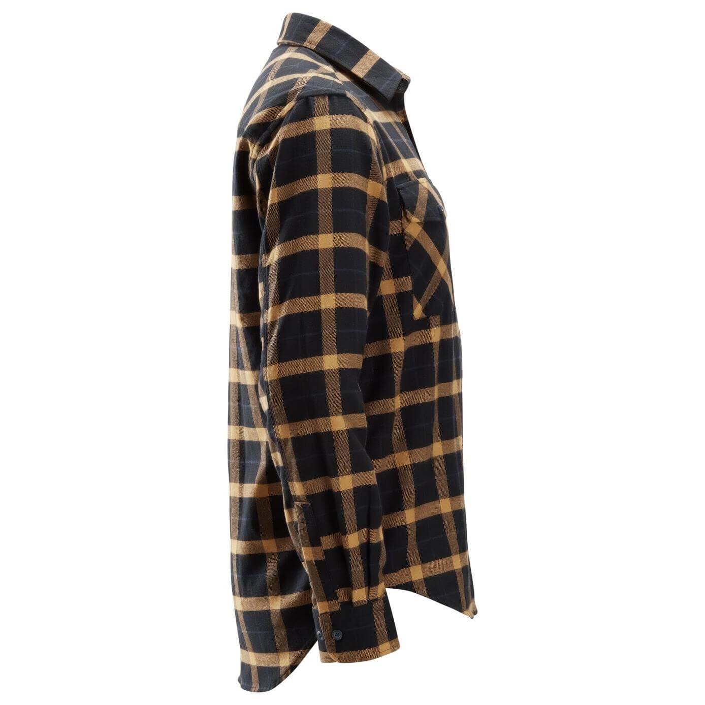 Snickers 8516 AllroundWork Flannel Checked Long Sleeve Shirt Black Brown right #colour_black-brown
