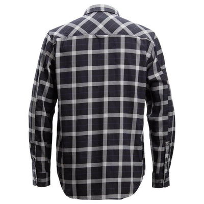 Snickers 8516 AllroundWork Flannel Checked Long Sleeve Shirt Black Grey back #colour_black-grey