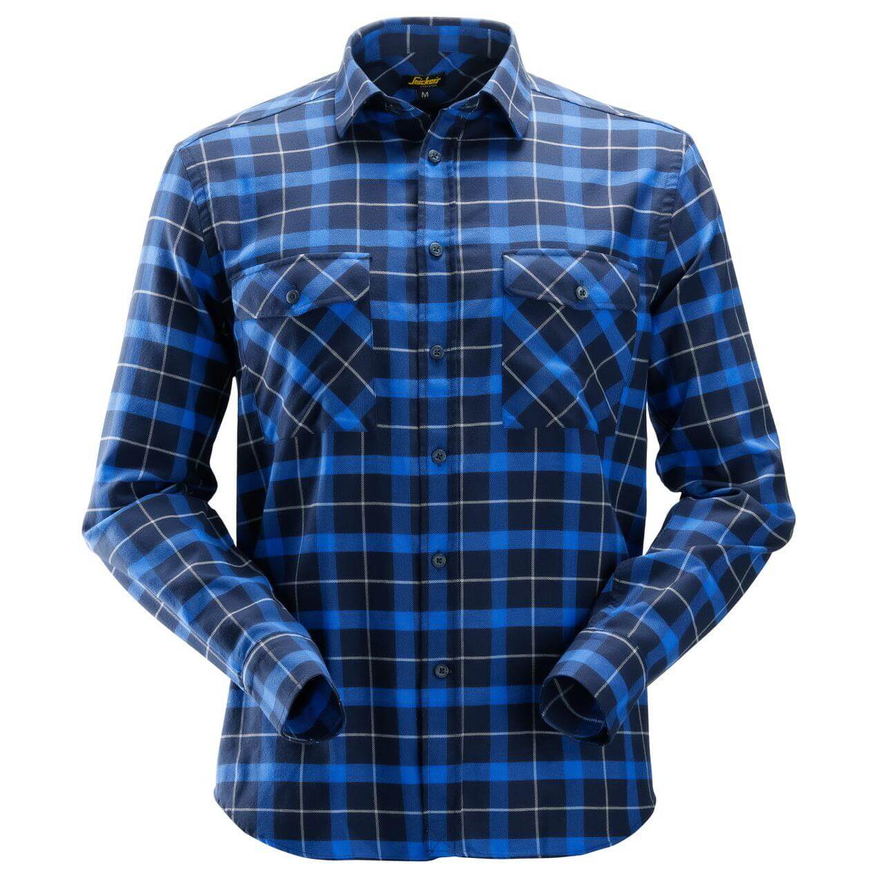 Snickers 8516 AllroundWork Flannel Checked Long Sleeve Shirt Navy True Blue Main #colour_navy-true-blue