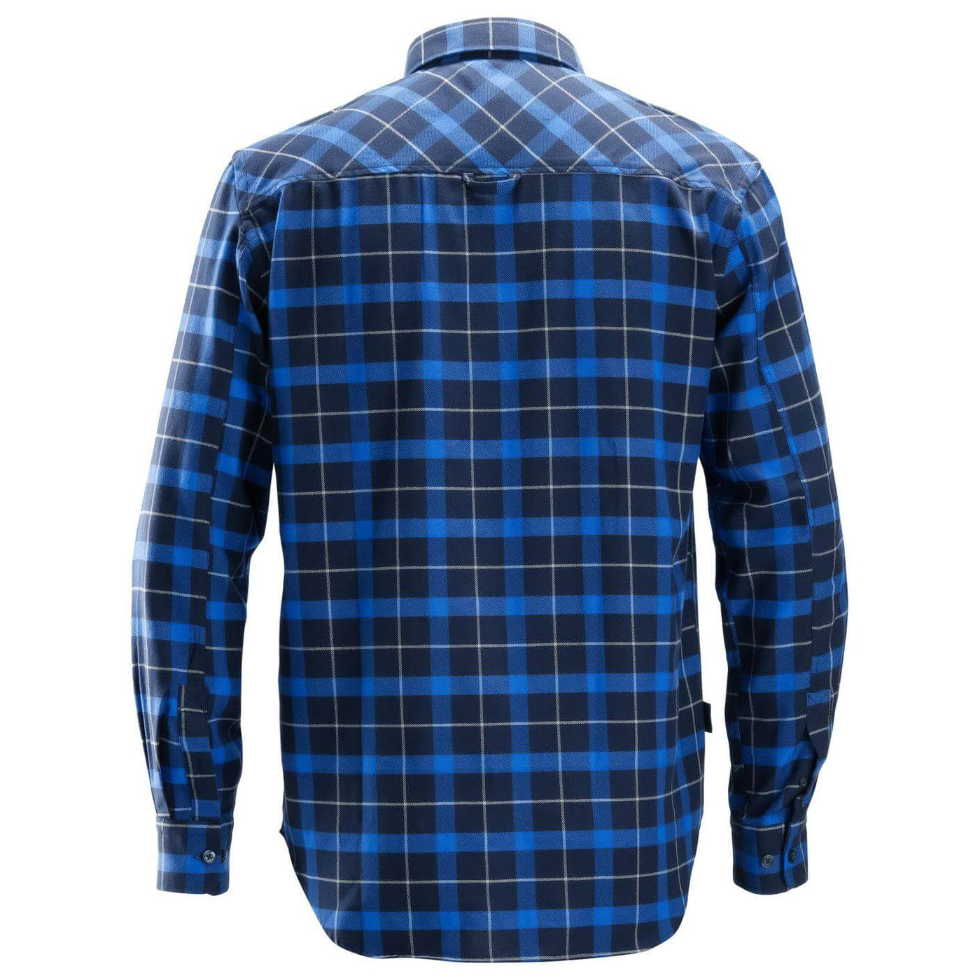 Snickers 8516 AllroundWork Flannel Checked Long Sleeve Shirt Navy True Blue back #colour_navy-true-blue