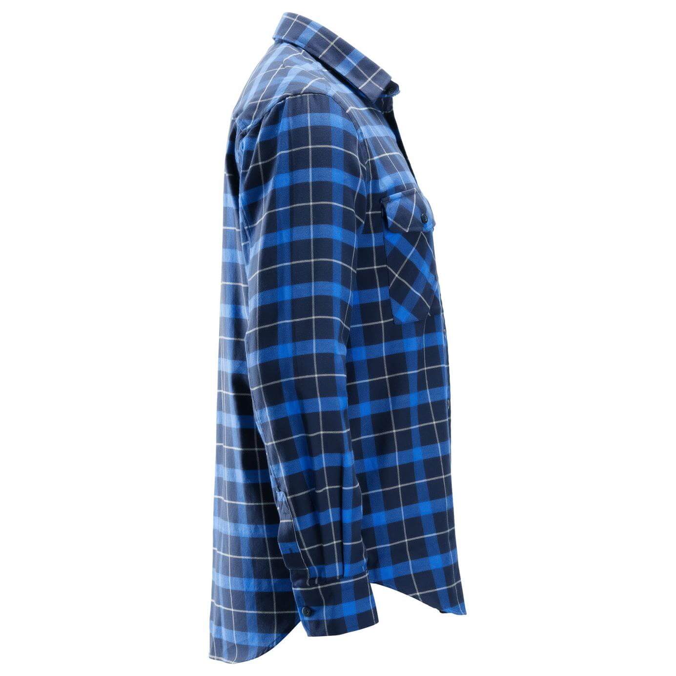 Snickers 8516 AllroundWork Flannel Checked Long Sleeve Shirt Navy True Blue right #colour_navy-true-blue