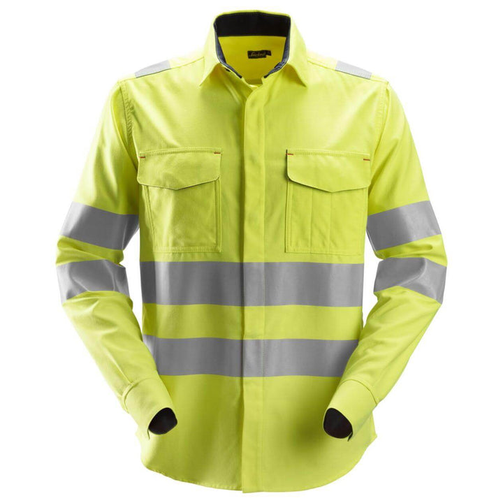 Snickers 8562 ProtecWork Hi Vis Long Sleeve FR Shirt Class 3 Hi Vis Yellow Main #colour_hi-vis-yellow