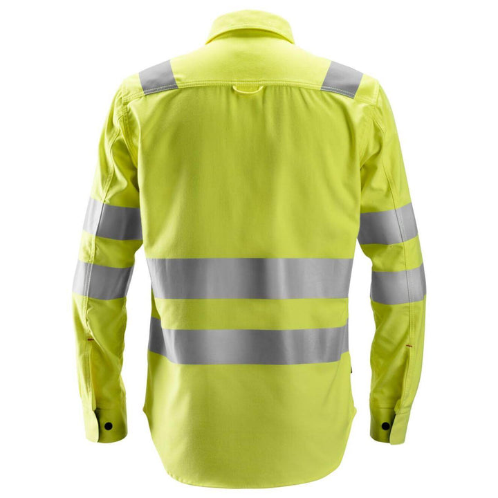 Snickers 8562 ProtecWork Hi Vis Long Sleeve FR Shirt Class 3 Hi Vis Yellow back #colour_hi-vis-yellow