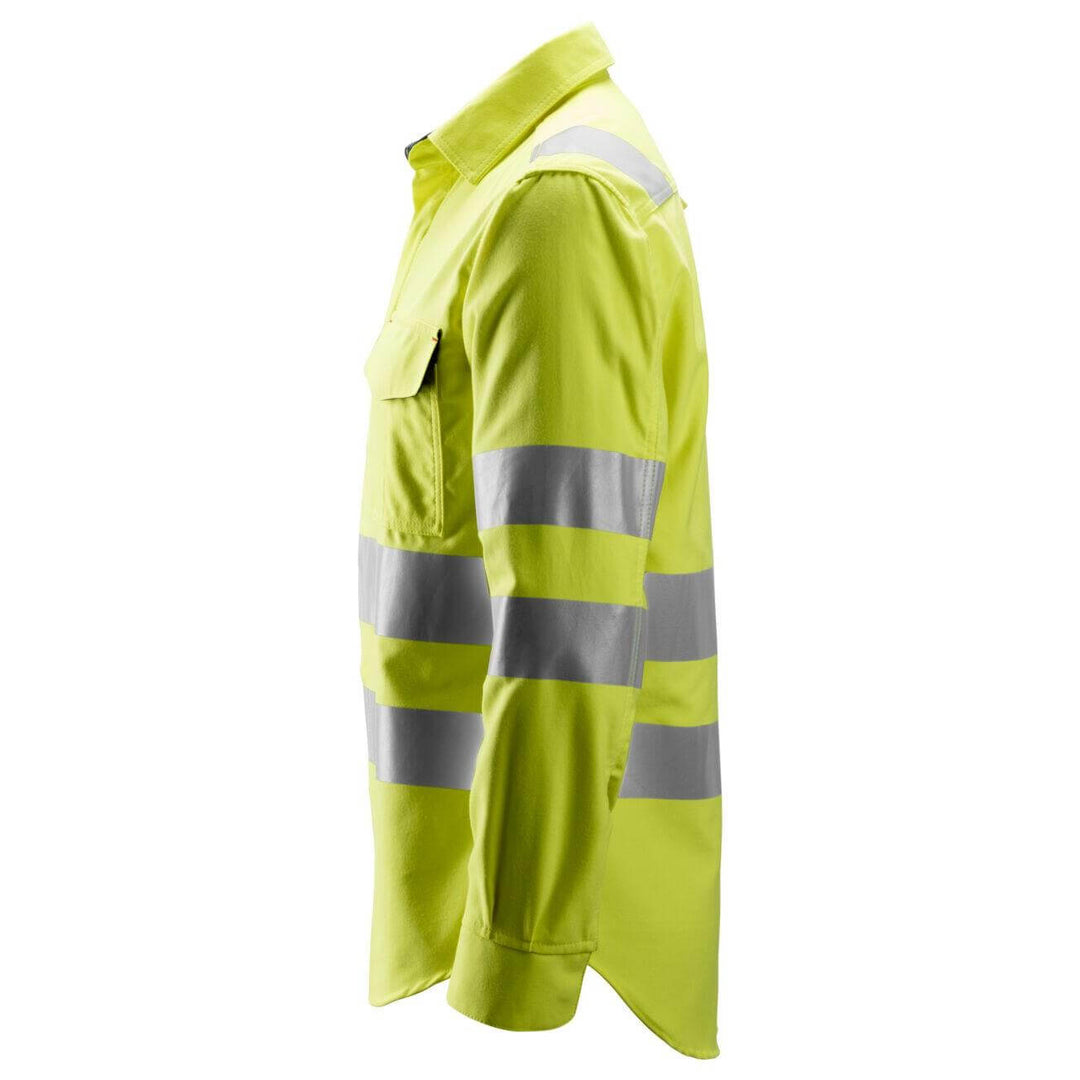 Snickers 8562 ProtecWork Hi Vis Long Sleeve FR Shirt Class 3 Hi Vis Yellow left #colour_hi-vis-yellow