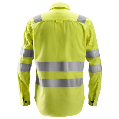 Snickers 8565 ProtecWork FR Hi Vis Long Sleeve Welding Shirt Class 3 Hi Vis Yellow back #colour_hi-vis-yellow