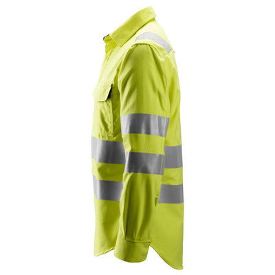Snickers 8565 ProtecWork FR Hi Vis Long Sleeve Welding Shirt Class 3 Hi Vis Yellow left #colour_hi-vis-yellow