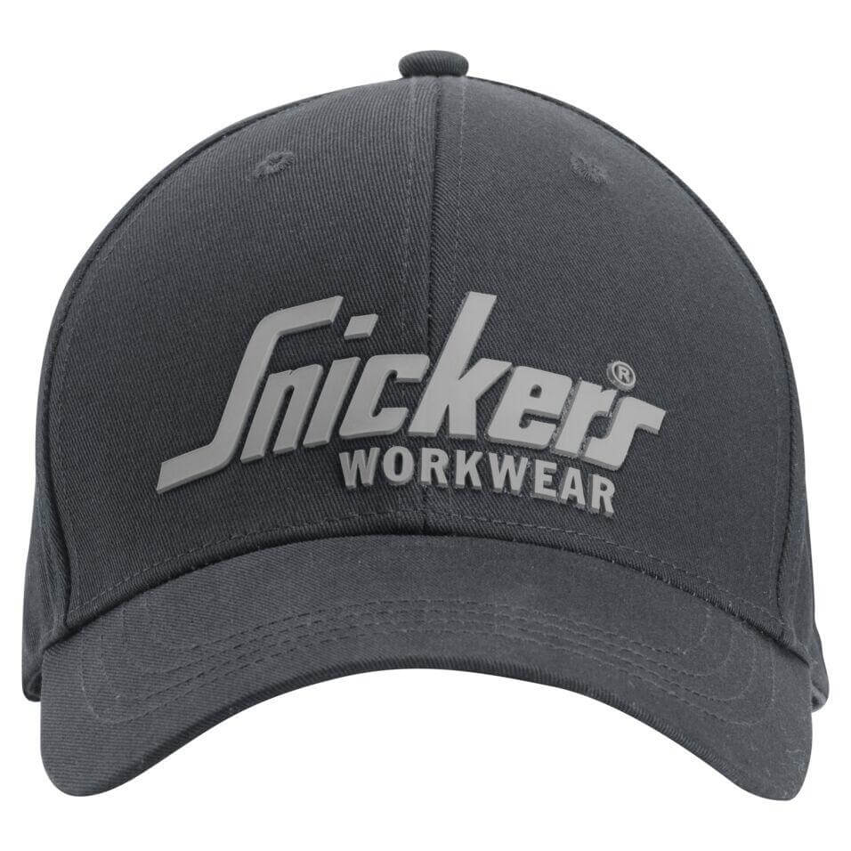 Snickers 9041 Logo Cap Steel Grey Black Main #colour_steel-grey-black