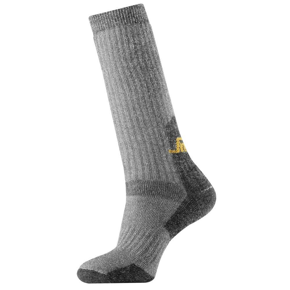 Snickers 9210 High Length Heavy Insulated Wool Socks Grey Black Main #colour_grey-black