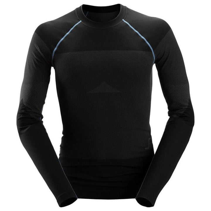 Snickers 9418 LiteWork Seamless 37.5 Long Sleeve Moisture Wicking Base Layer Shirt Black Grey Main #colour_black-grey