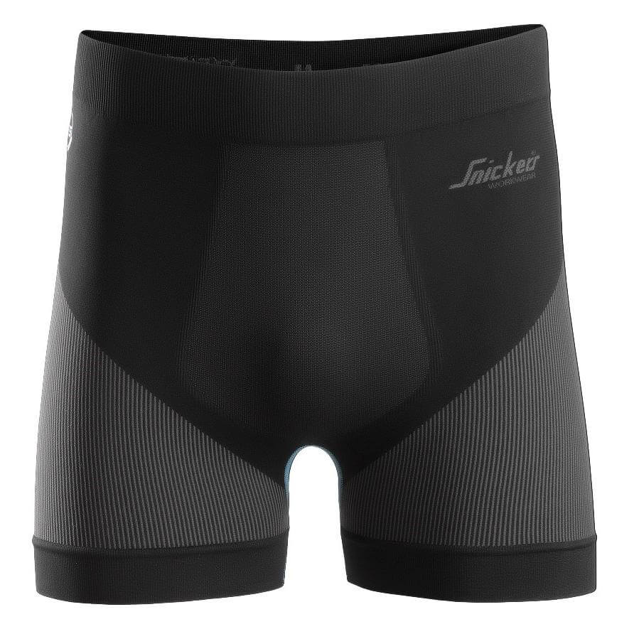 Snickers 9429 LiteWork Seamless 37.5 Moisture Wicking Base Layer Shorts Black Grey Main #colour_black-grey