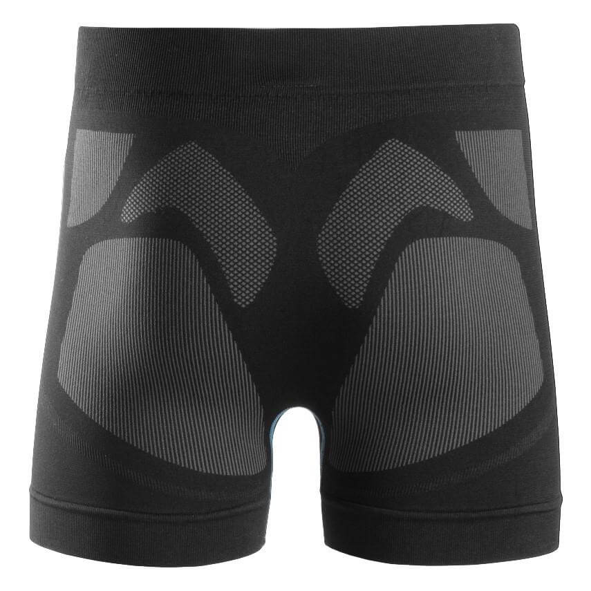 Snickers 9429 LiteWork Seamless 37.5 Moisture Wicking Base Layer Shorts Black Grey back #colour_black-grey