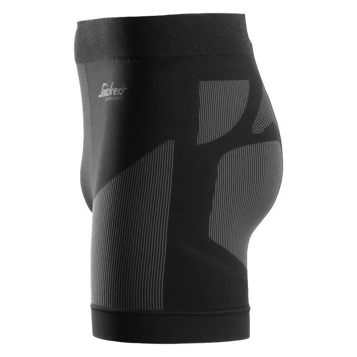 Snickers 9429 LiteWork Seamless 37.5 Moisture Wicking Base Layer Shorts Black Grey left #colour_black-grey