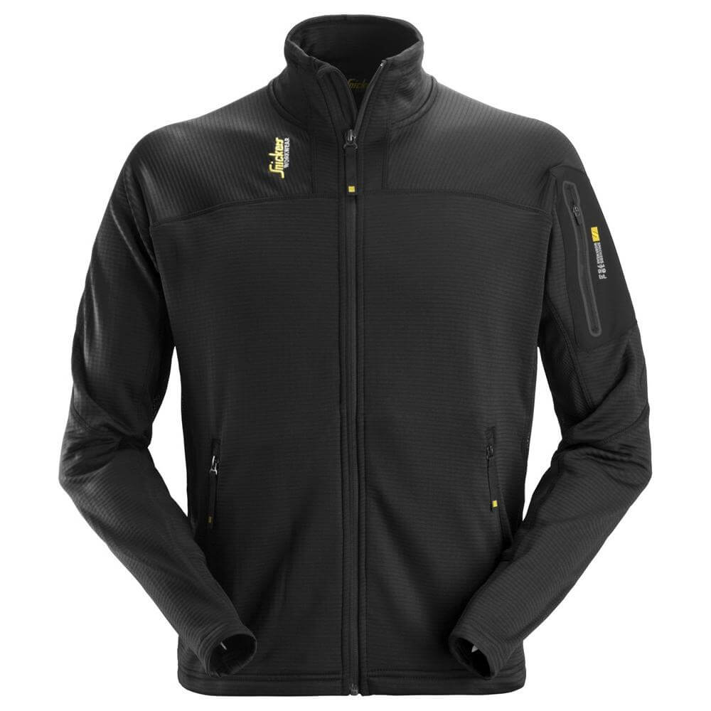 Snickers 9438 Body Mapping Micro Fleece Jacket Black Main #colour_black