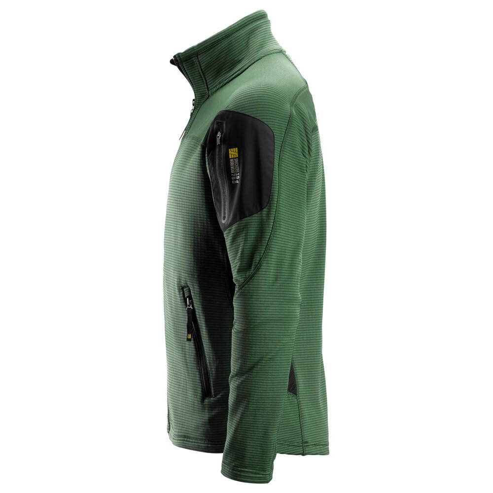 Snickers 9438 Body Mapping Micro Fleece Jacket Forest Green Black left #colour_forest-green-black