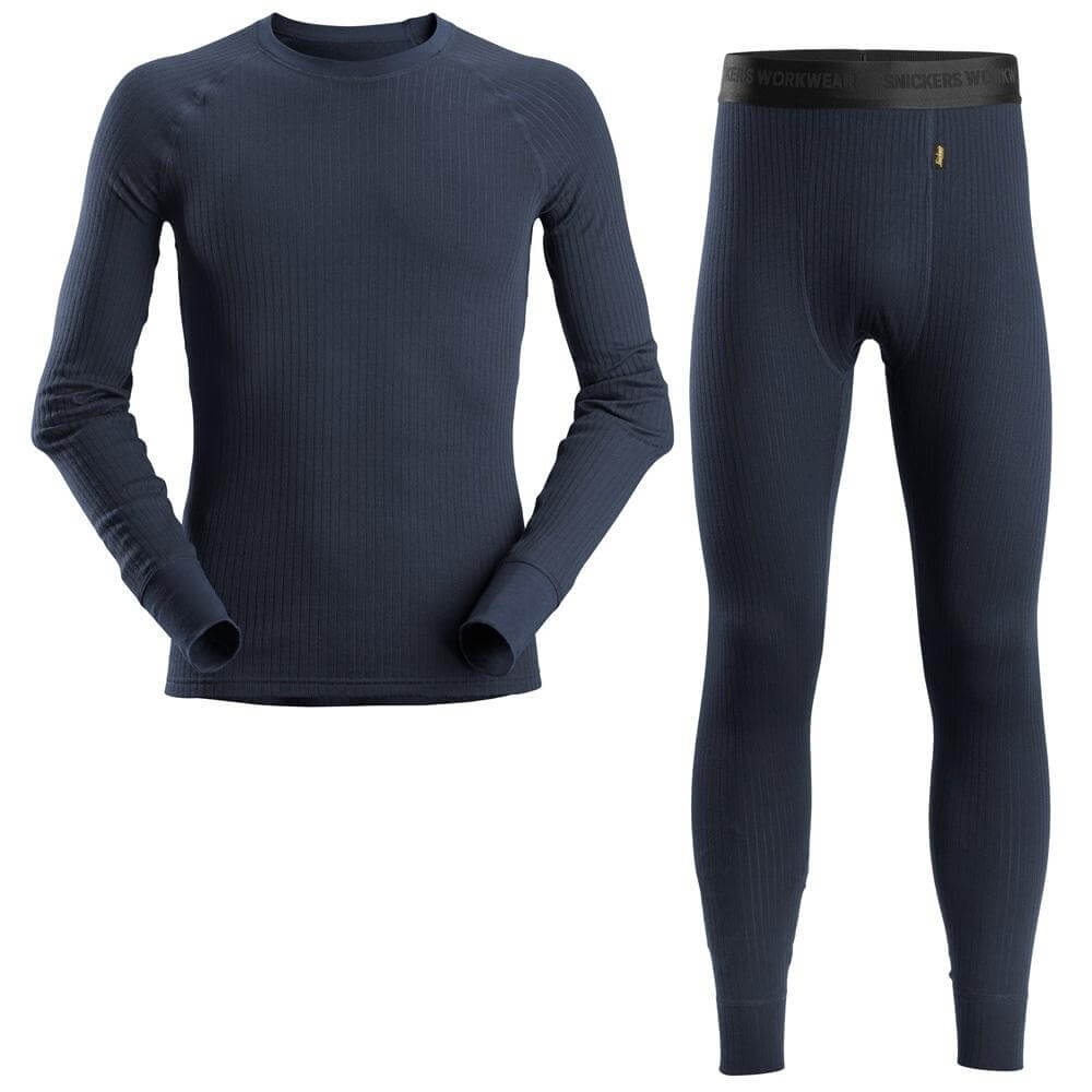 Snickers 9445 AllroundWork Shirt and Long John Pants Light Insulating Base Layer Set Navy Main #colour_navy