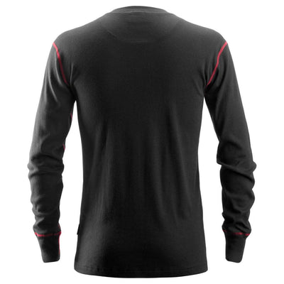 Snickers 9461 Arc Protection Long Sleeve Crew Neck Shirt Black back #colour_black