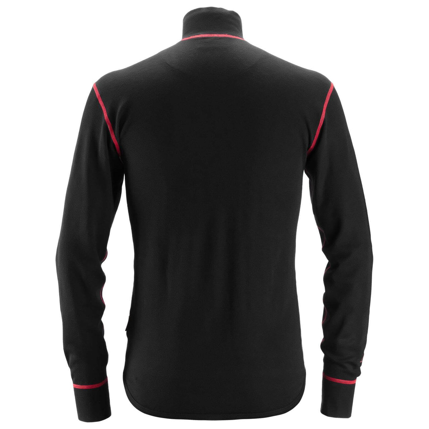 Snickers 9462 ProtecWork Half Zip Wool Arc Protection Long Sleeve Shirt Black back #colour_black