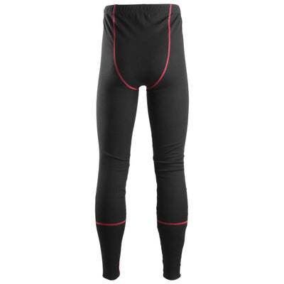 Snickers 9468 ProtecWork Flame Retardant Wool Base Layer Pants Black back #colour_black