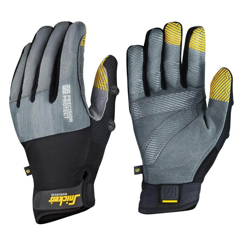 Snickers 9574 Precision Protect Gloves Rock Grey Black Main #colour_rock-grey-black