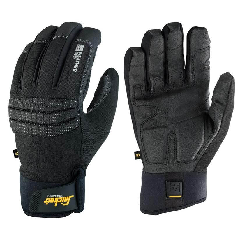 Snickers 9579 Bad Weather Waterproof Lined Dry Gloves Black Black Main #colour_black-black
