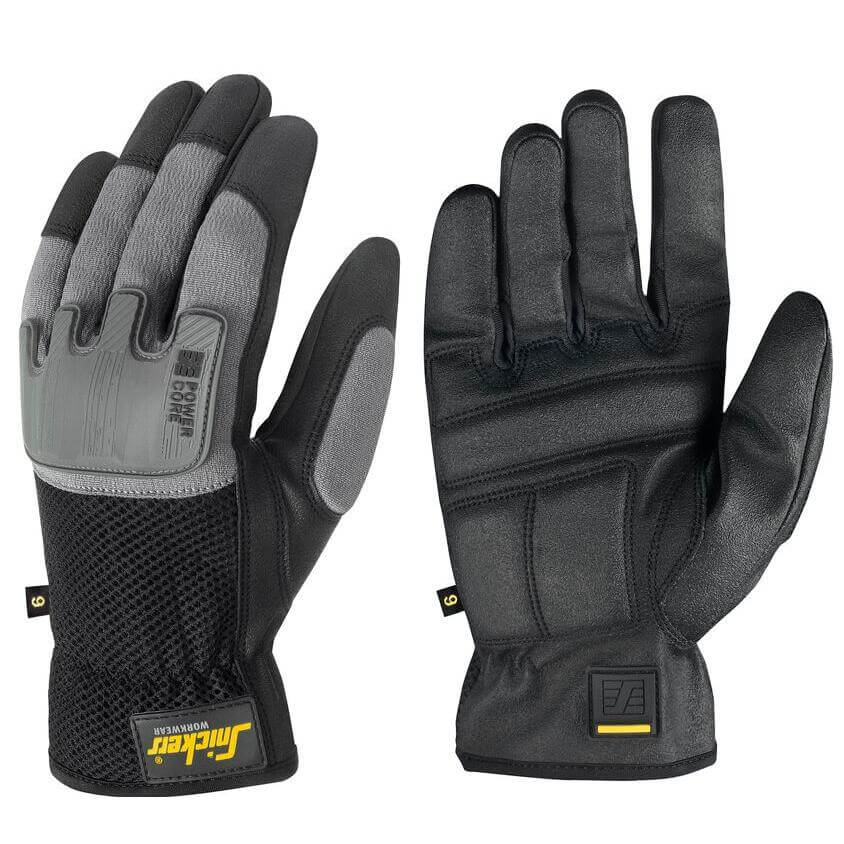 Snickers 9585 Power Core Grip Gloves Black Rock Grey Main #colour_black-rock-grey