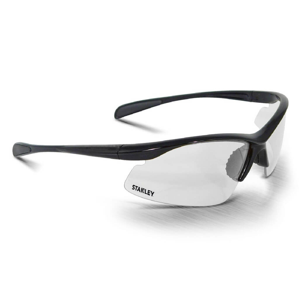 Stanley 10-Base Curved Half-Frame Safety Glasses-Black-Clear-Main