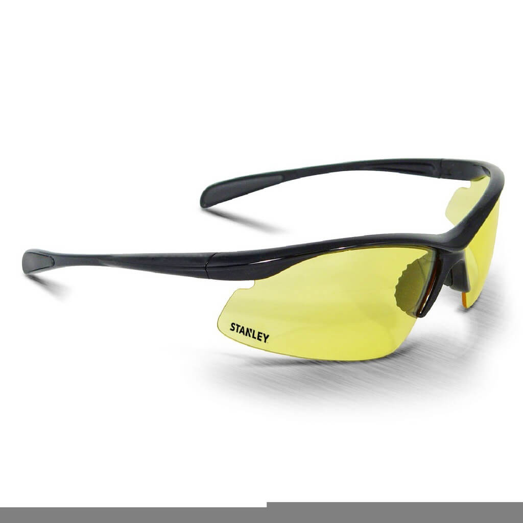 Stanley 10-Base Curved Half-Frame Safety Glasses-Black-Yellow-Main