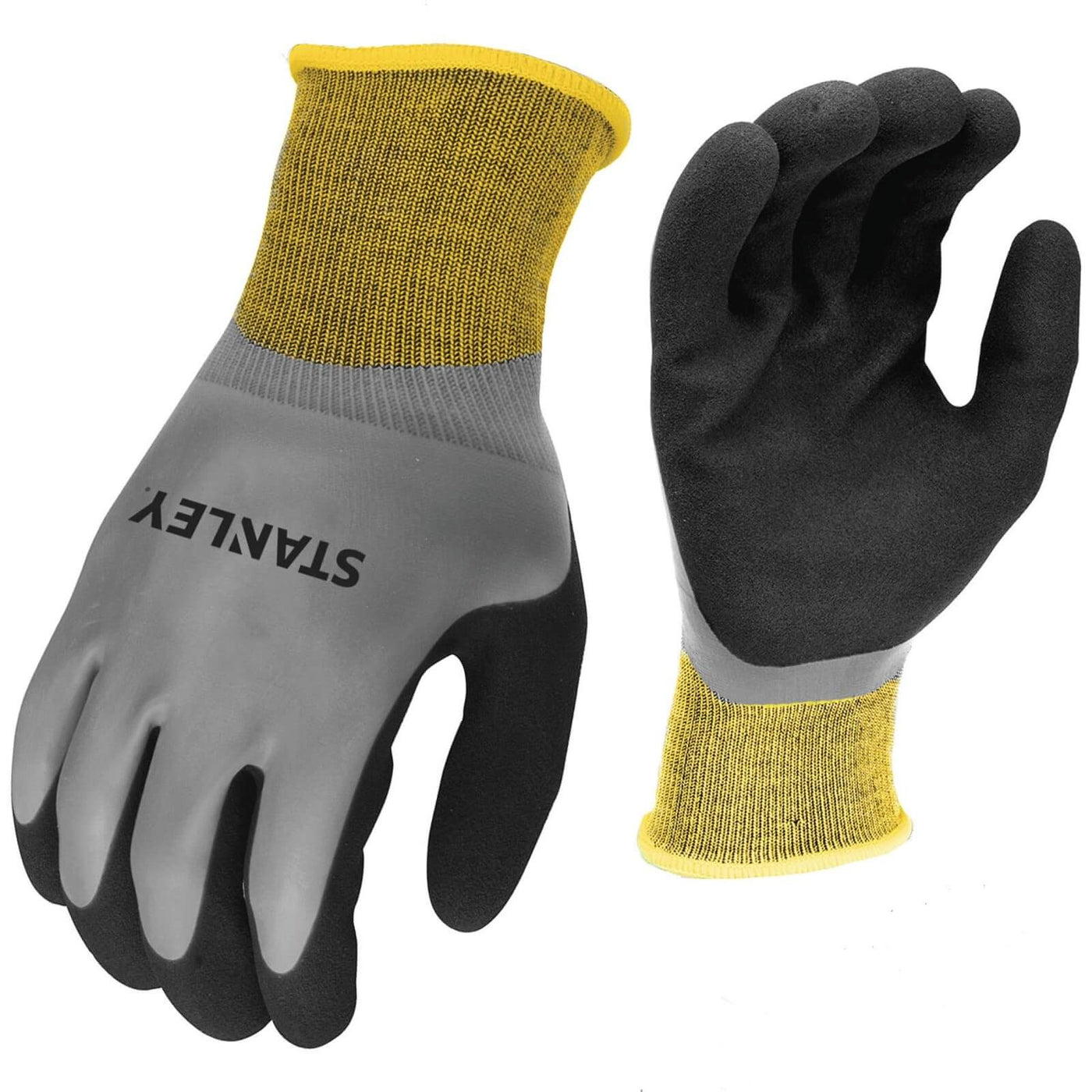 Stanley SY18 Waterproof Latex Grip Gloves Yellow/Grey/Black 1#colour_yellow-grey-black