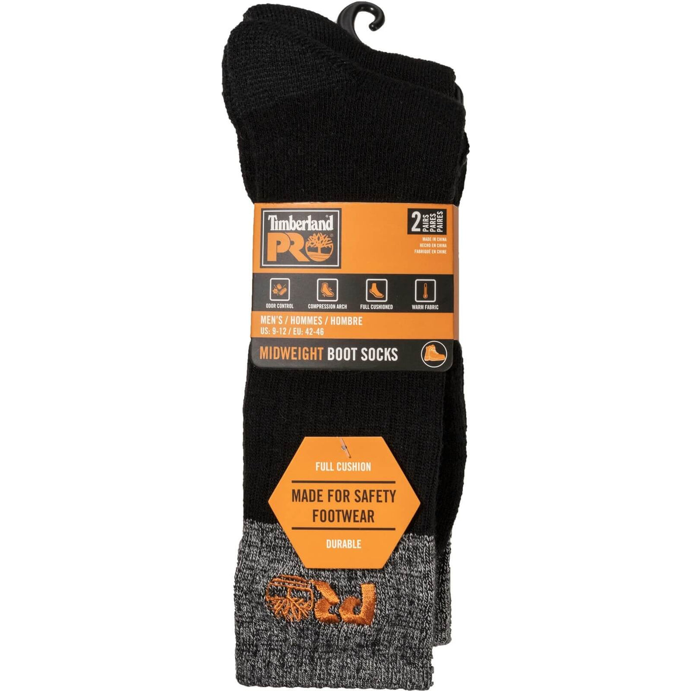 Timberland Pro Colour Block Full Cushion Boots Sock 2 Pack Black 1#colour_black
