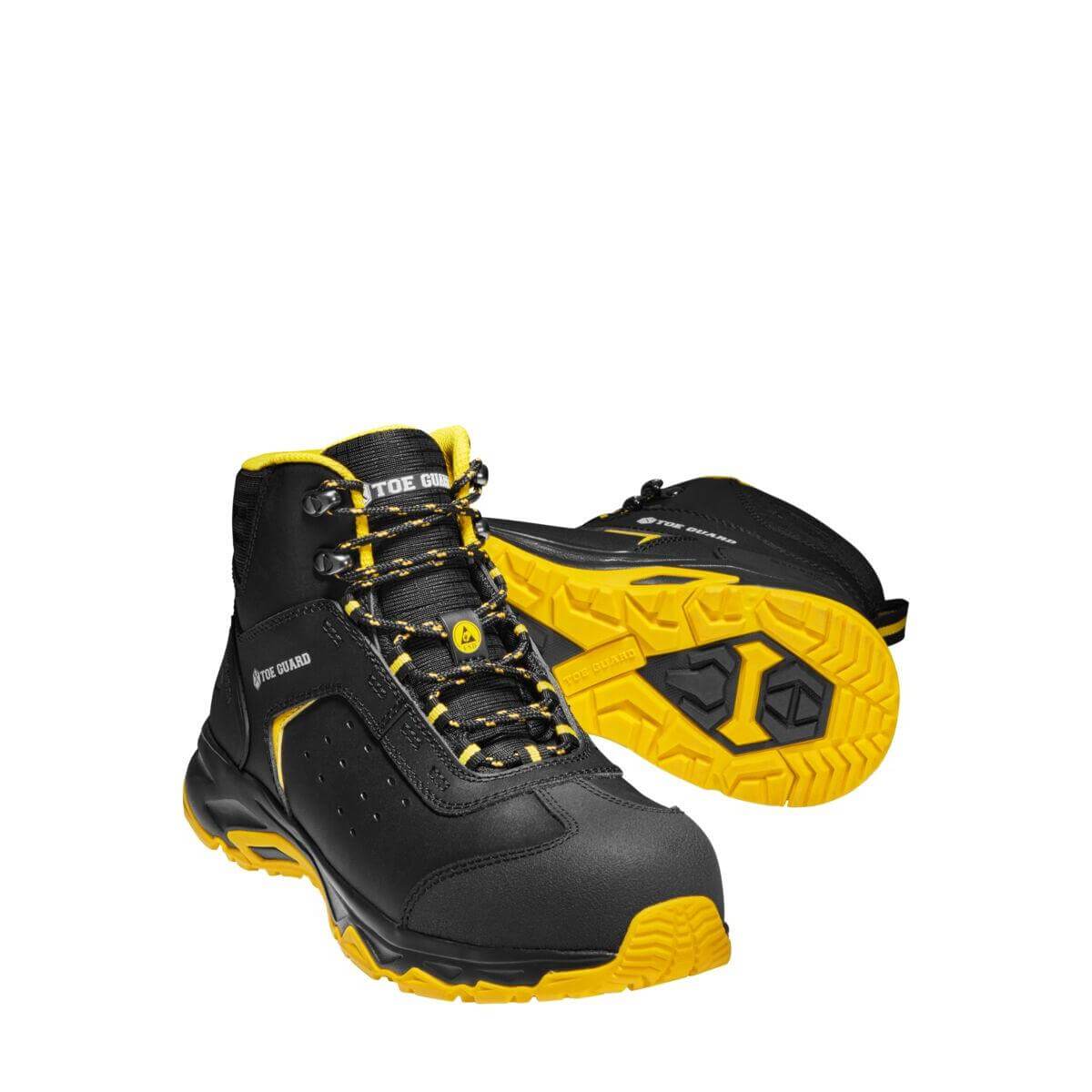 Toe Guard by Snickers 80540 WILD MID ESD S3 Wide Fit Safety Boots Black Yellow 05 #colour_black-yellow