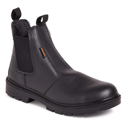 Work Site SS600SM Black Leather Safety Dealer Boots Black Main #colour_black