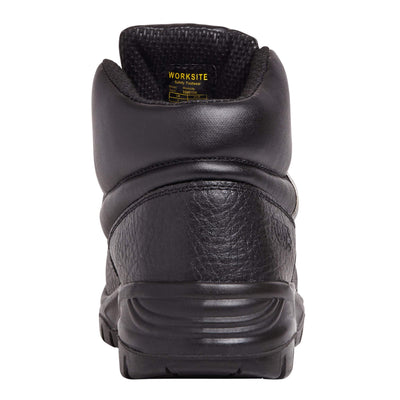 Work Site SS601SM Black Mid Cut Safety Boots Black Heel #colour_black