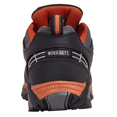 Work Site SS607SM Black and Orange Sports Safety Trainers Black Heel #colour_black
