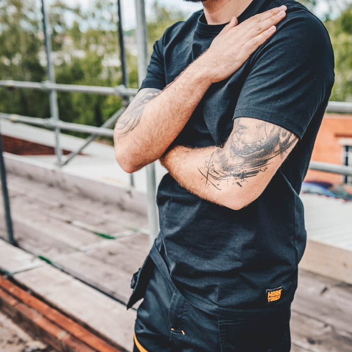 Worktough Plain T-Shirt Black Lifestyle 1#colour_black