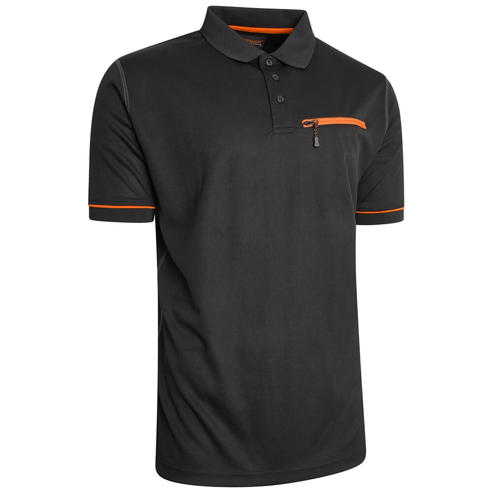 Worktough Zip Polo Shirt Black Product 4#colour_black