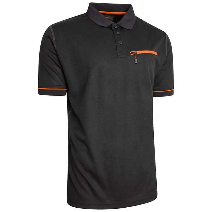 Worktough Zip Polo Shirt Black Product 4#colour_black