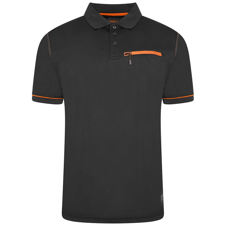 Worktough Zip Polo Shirt Black Product Main#colour_black