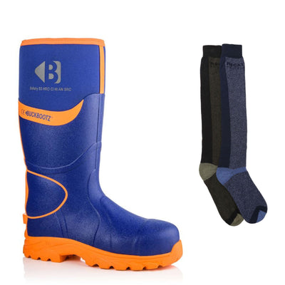 Buckbootz BBZ8000 Special Offer Pack - Buckler Neoprene Safety Wellington Boots + 2 Pairs Wellies Socks