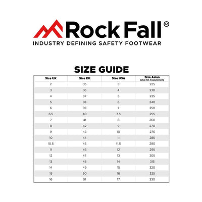 Rockfall Footwear Size Guide